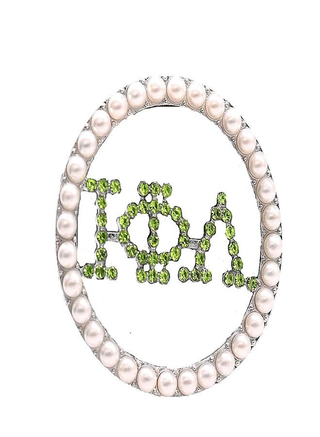 HUSURU Sparking Crystal Pearl Greek Letter Incorporated Iotaphi Brooch Pin White Green Business Women Club Sorority Gifts Jewelry - Image 1