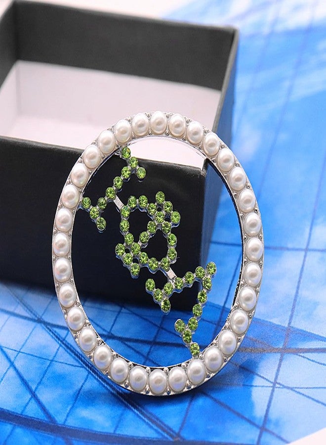 HUSURU Sparking Crystal Pearl Greek Letter Incorporated Iotaphi Brooch Pin White Green Business Women Club Sorority Gifts Jewelry - Image 5