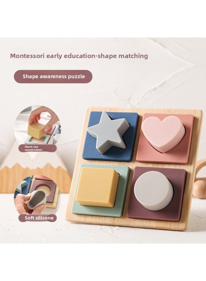 Food Grade Silicone Educational Toys Early Learning Shape Recognition Puzzle Children Wooden 3D Assembly Board Baby Fun Playset-Color:Yellow Numbers Puzzle - Image 5