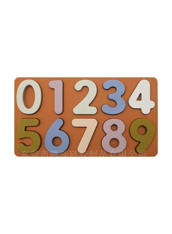 Food Grade Silicone Educational Toys Early Learning Shape Recognition Puzzle Children Wooden 3D Assembly Board Baby Fun Playset-Color:Yellow Numbers Puzzle - Image 1