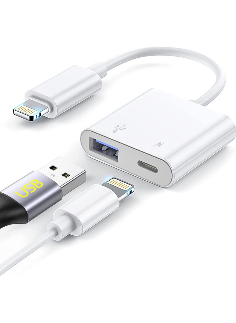 Generic 2-in-1 Lightning to USB Camera Adapter – USB 3.0 & Charging Port for iPhone – Supports Flash Drives, Card Readers, Plug & Play  - Image 1