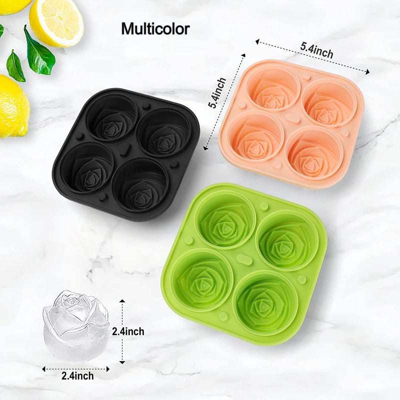 Fayby Silicone Ice Cube Trays with Lid Silicone Rose Shape Ice Cube Mold Ice Ball Maker BPA Free MouldsEasyRelease and Flexible Trays Reusable for Freezer Water Whiskey Cocktail Multicolor - Image 2