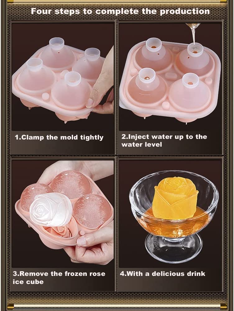 Fayby Silicone Ice Cube Trays with Lid Silicone Rose Shape Ice Cube Mold Ice Ball Maker BPA Free MouldsEasyRelease and Flexible Trays Reusable for Freezer Water Whiskey Cocktail Multicolor - Image 3