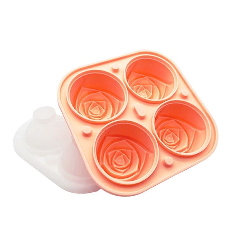 Fayby Silicone Ice Cube Trays with Lid Silicone Rose Shape Ice Cube Mold Ice Ball Maker BPA Free MouldsEasyRelease and Flexible Trays Reusable for Freezer Water Whiskey Cocktail Multicolor - Image 1