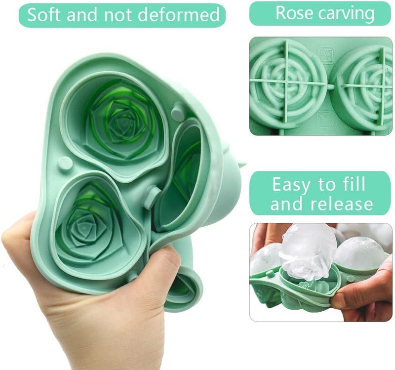 Fayby Silicone Ice Cube Trays with Lid Silicone Rose Shape Ice Cube Mold Ice Ball Maker BPA Free MouldsEasyRelease and Flexible Trays Reusable for Freezer Water Whiskey Cocktail Multicolor - Image 4