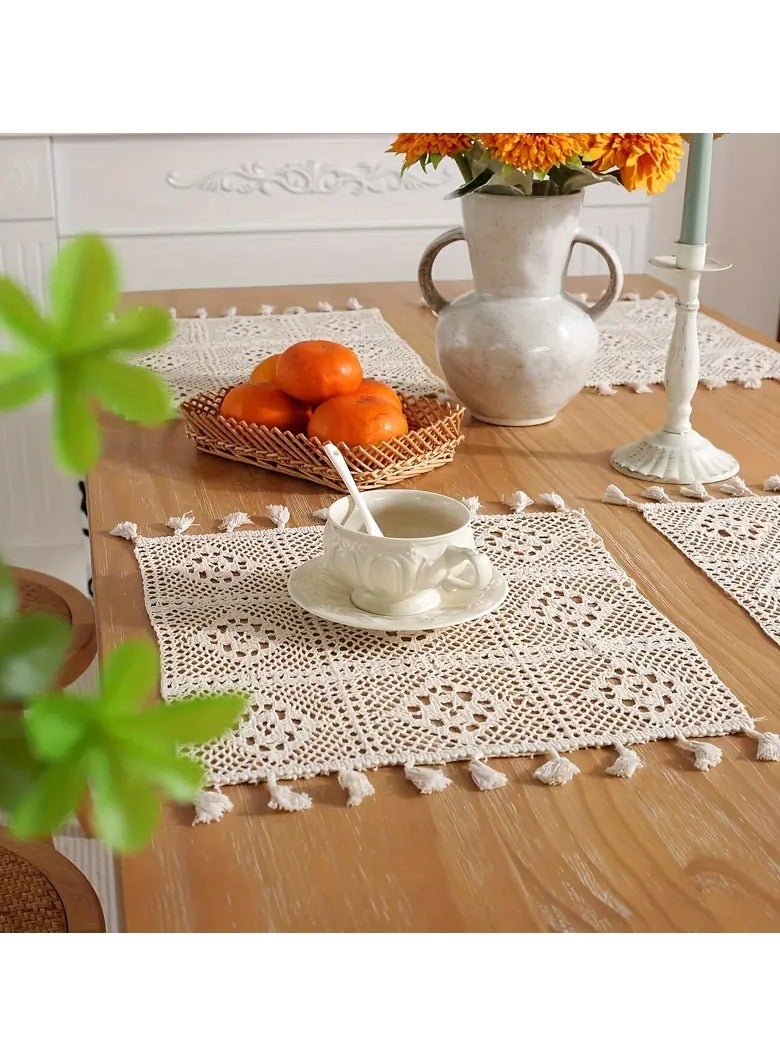 Country Style Crochet Tablecloth Hollow Tassel Runner Pattern Suitable for Coffee Table, Dining  - Image 4