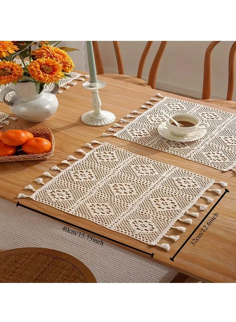 Country Style Crochet Tablecloth Hollow Tassel Runner Pattern Suitable for Coffee Table, Dining  - Image 2