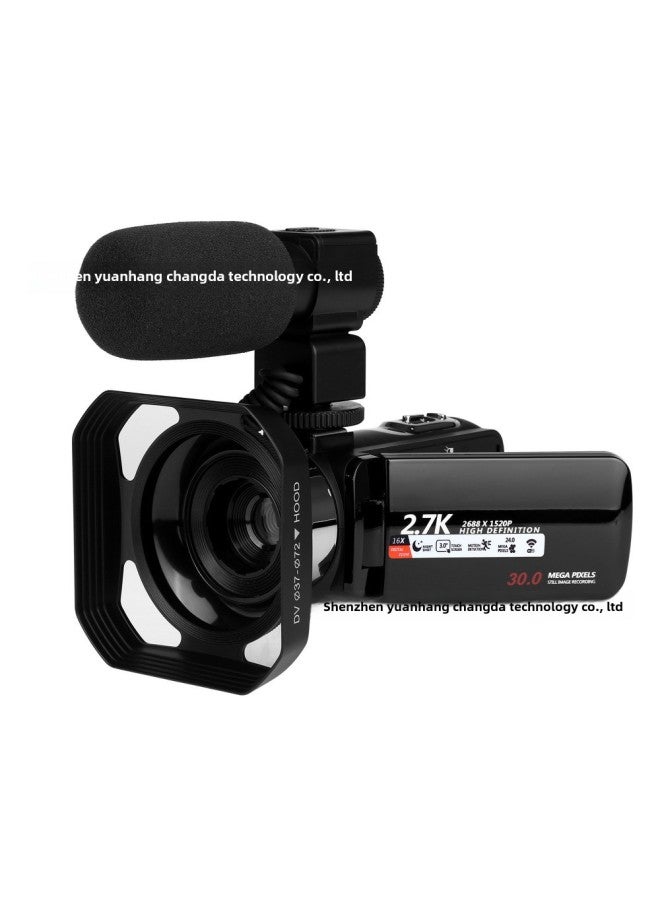 Generic 2.7K Digital Camera Home HD Camera Live Short Video Handheld DV-Body Color:Camera Microphone Hood  - Image 1