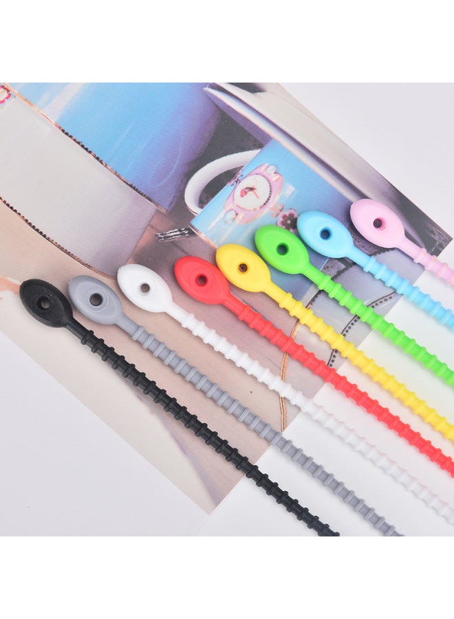 Loquat Soft Adhesive Cable Tie Data Line Storage Finishing Winder DIY Keychain Jewelry Blind Box Pendant Color Hanging-Color:Green - Image 5