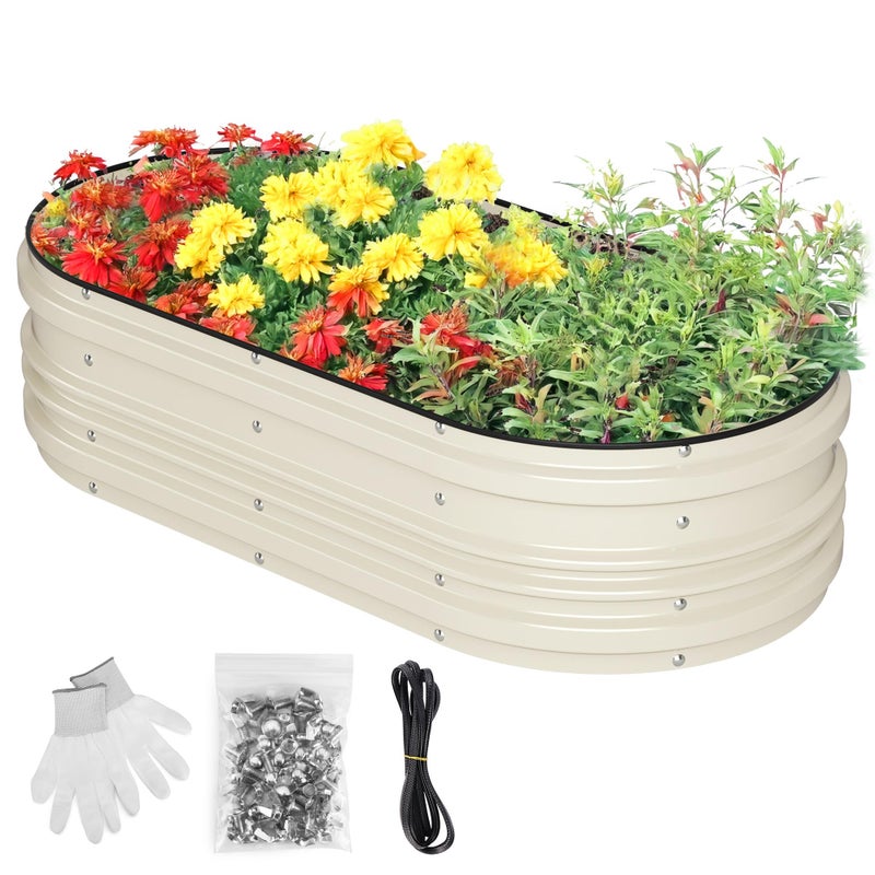 WORKPRO 4x2x1ft Galvanized Raised Garden Bed Set, Rust & Corrosion Protection, Easy Assembly, Safe Edge, Ideal for Vegetables & Flowers, White - Image 1
