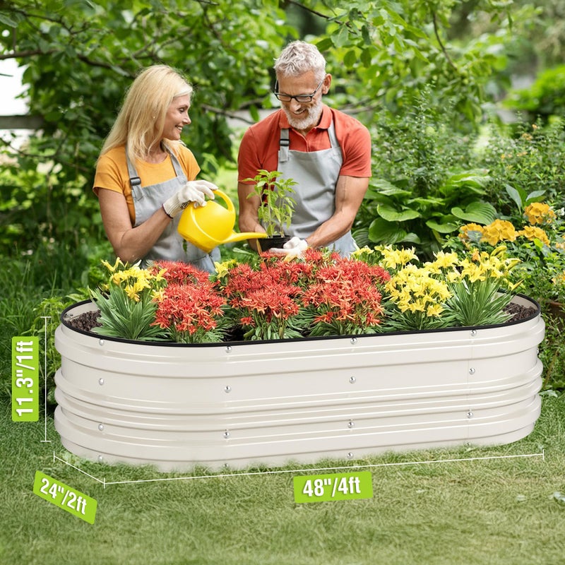 WORKPRO 4x2x1ft Galvanized Raised Garden Bed Set, Rust & Corrosion Protection, Easy Assembly, Safe Edge, Ideal for Vegetables & Flowers, White - Image 2