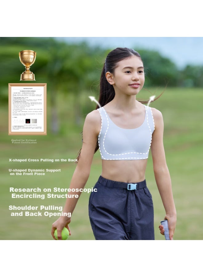 Ubras Girls' Sports Bra For Middle School Students, Teenage Girls, Children, Big Girls, Spring Pink And Peach Color, One Size - Image 2