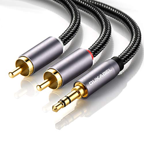DUKABEL 2-Male RCA to AUX Braided Stereo Cable - 24k Gold-Plated & Double-Shielded - Top Series (4ft/1.2m) - Image 5
