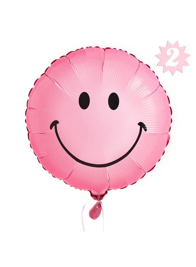 إكس أو بالونات الابتسامة الوردية 2 قطعة | زينة حفلة عيد ميلاد العازبة استحمام الطفل متعة كشك الصور - Image 1