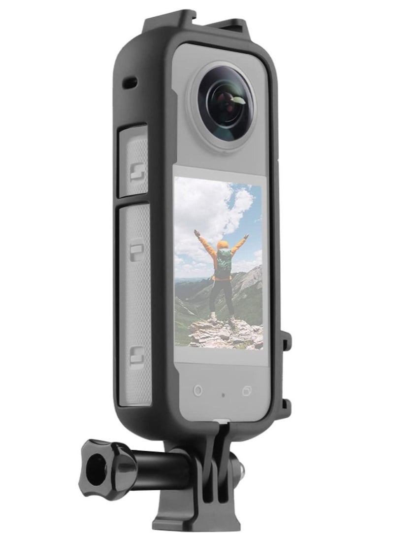 كابتن تيك Cold Shoe PC Plastic Protective Frame with Adapter Mount & Screw for Insta360 X3 Anti-Scratch Camera Accessories - Image 1