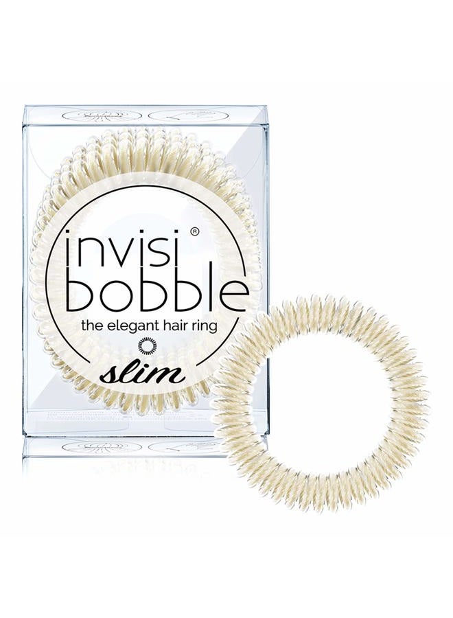 invisibobble رباط شعر حلزوني رفيع بدون أثر - عبوة من 3، ابقِ ذهبيًا - ملحقات شعر برباط مرن قوي للنساء - بدون تجاعيد، غير مبلل - لطيف للفتيات والمراهقات والشعر الكثيف - Image 1