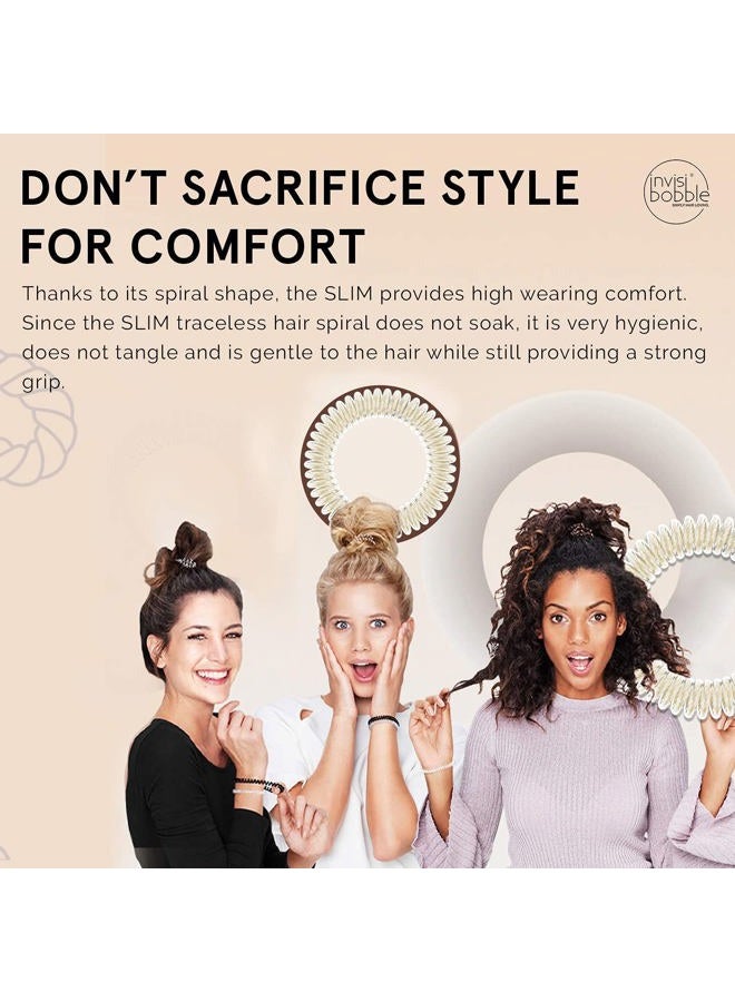 invisibobble رباط شعر حلزوني رفيع بدون أثر - عبوة من 3، ابقِ ذهبيًا - ملحقات شعر برباط مرن قوي للنساء - بدون تجاعيد، غير مبلل - لطيف للفتيات والمراهقات والشعر الكثيف - Image 3
