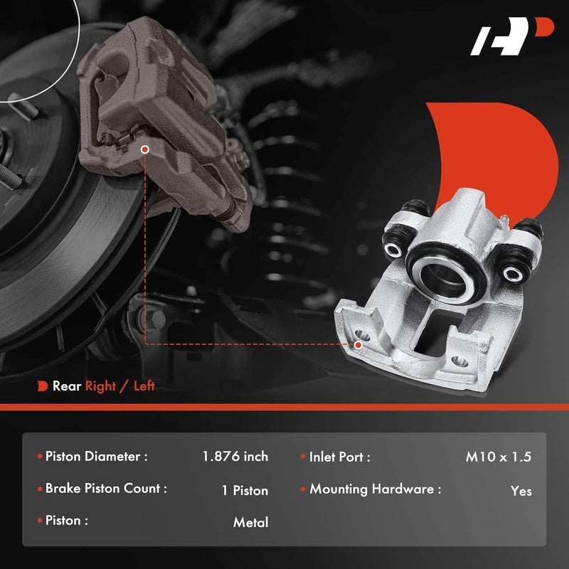 A-Premium Disc Brake Caliper Without Bracket for Ford Crown Victoria, Grand Marquis, Lincoln Town Car, Mercury - Rear Left or Right - Image 2