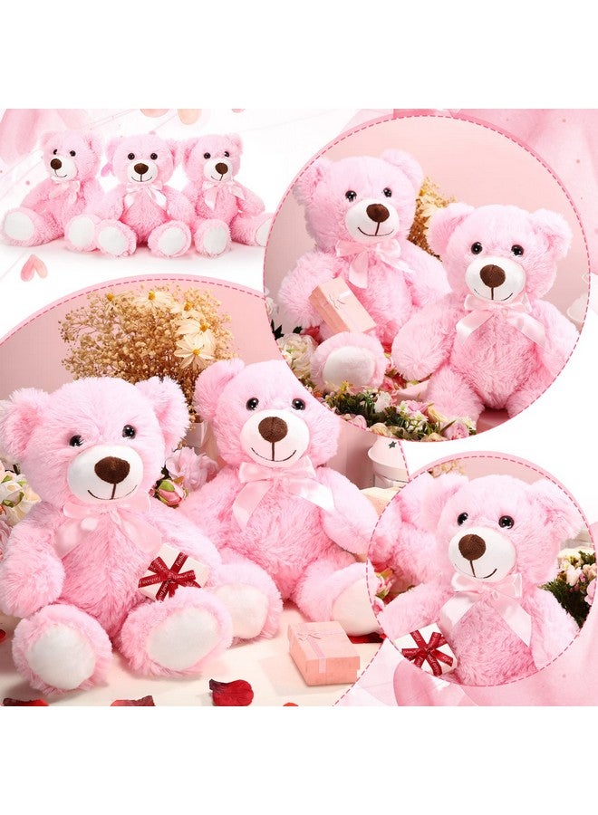 Aoriher 6 Pieces Christmas Bear Stuffed Animal Plush Xmas Baby Shower Bear Toys Soft Cute Bear Dolls Santa Sleeping And Playing Toys Decorations(Pink) - Image 4