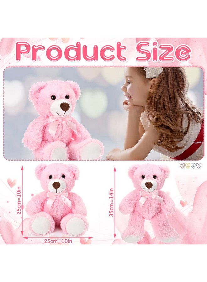 Aoriher 6 Pieces Christmas Bear Stuffed Animal Plush Xmas Baby Shower Bear Toys Soft Cute Bear Dolls Santa Sleeping And Playing Toys Decorations(Pink) - Image 3