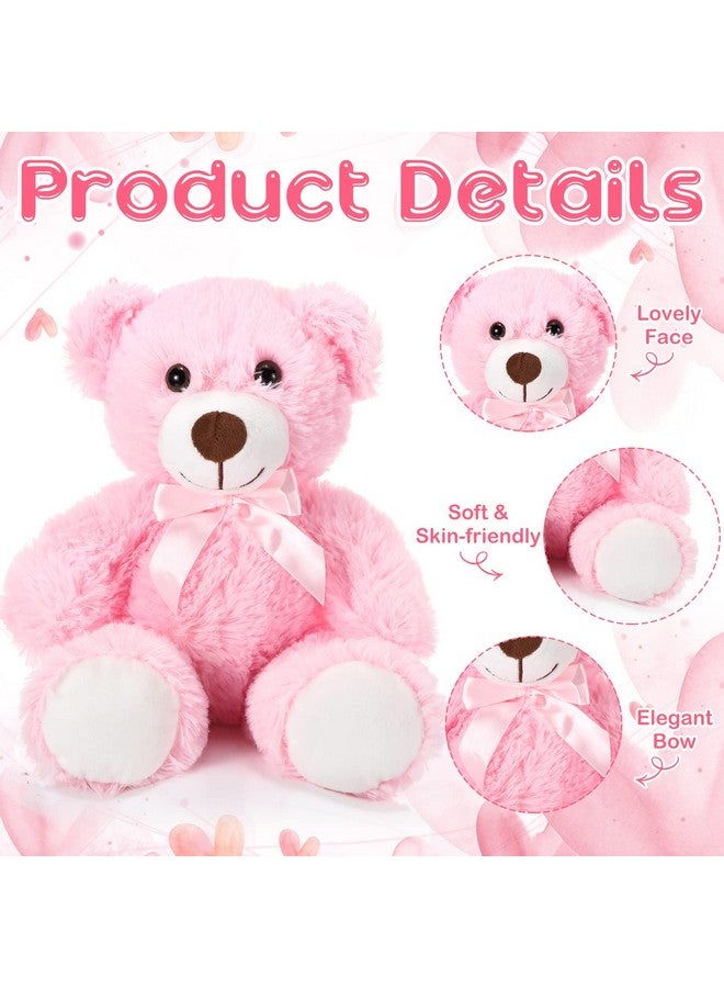 Aoriher 6 Pieces Christmas Bear Stuffed Animal Plush Xmas Baby Shower Bear Toys Soft Cute Bear Dolls Santa Sleeping And Playing Toys Decorations(Pink) - Image 2