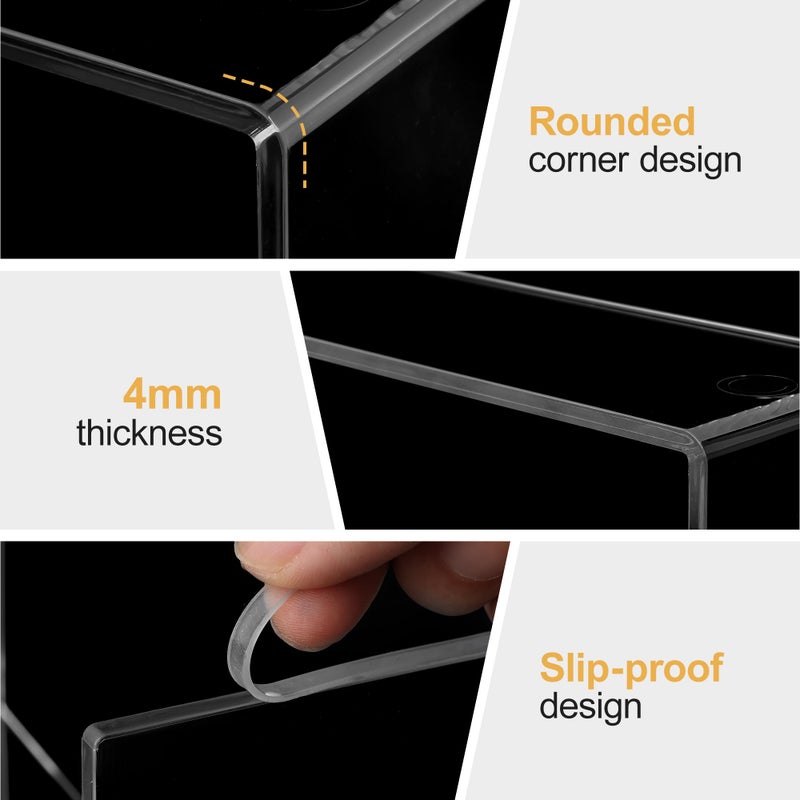 Aminigram 4 Pack Acrylic Risers Display Stands, Display Stands for Collectibles, Clear Acrylic Shelf for Show Decor Display, Toys, Cupcake (9.2 x 3 x 5 inches) - Image 5