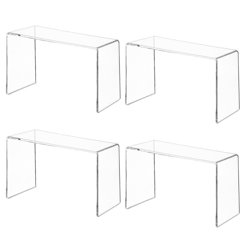 Aminigram 4 Pack Acrylic Risers Display Stands, Display Stands for Collectibles, Clear Acrylic Shelf for Show Decor Display, Toys, Cupcake (9.2 x 3 x 5 inches) - Image 1
