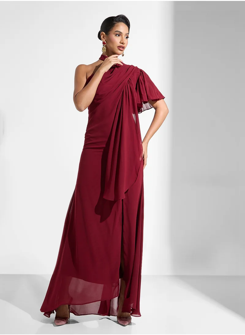 Iyra One Shoulder Side Slit Dress