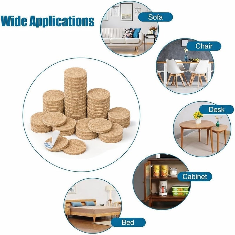 Furniture Protectors Protect Furniture, Floors, Surfaces, Easy Glide, Certified International Quality to Protect Floors and Prevent Scratches and Noise (15mm Brown Adhesive Felt [72 Pcs]) - Image 5