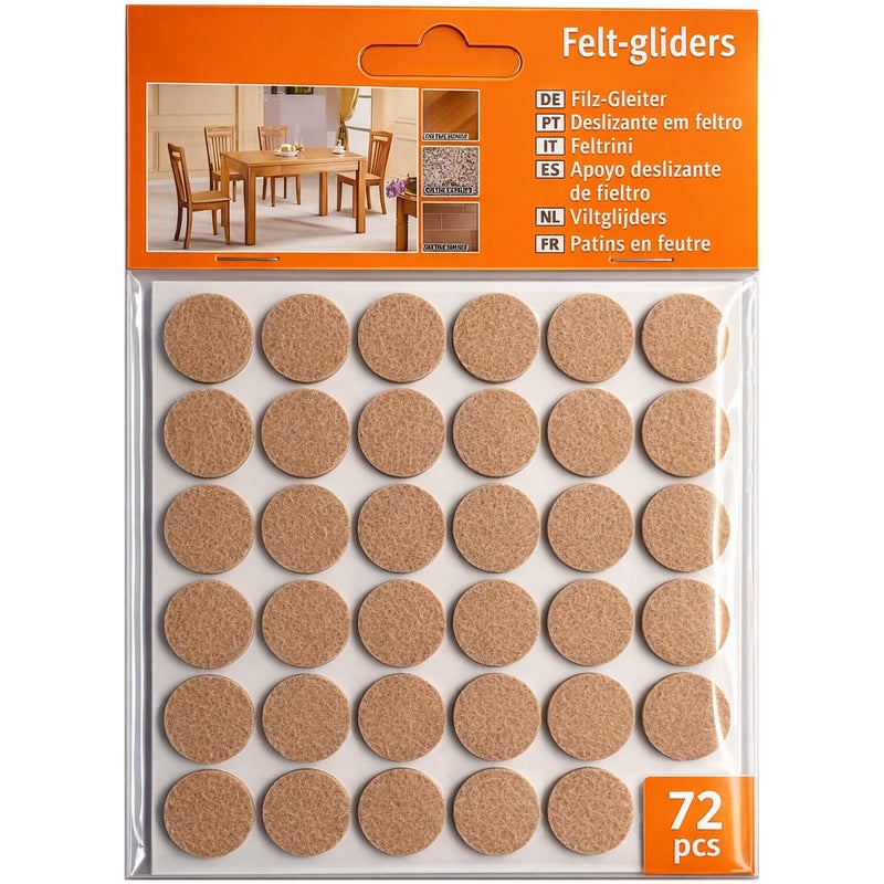 Furniture Protectors Protect Furniture, Floors, Surfaces, Easy Glide, Certified International Quality to Protect Floors and Prevent Scratches and Noise (15mm Brown Adhesive Felt [72 Pcs]) - Image 1