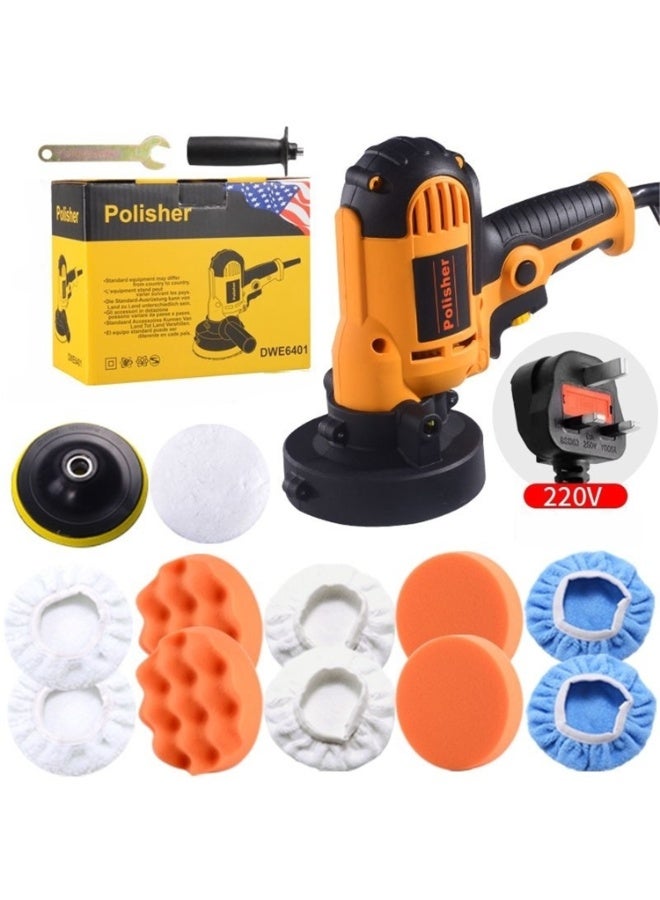 KADRAMA Car Polisher Machine - 5-Inch Electric Car Polisher Kit, 600W Adjustable Speed Car Waxing Machine, Auto Car Rotary Buffer, Car Waxer, Portable Auto Polishing Kit with Auxiliary Handle, Sponge Pads, Wool Bonnet Pads Rotary Tool for Auto Sanding Polishing - Image 1