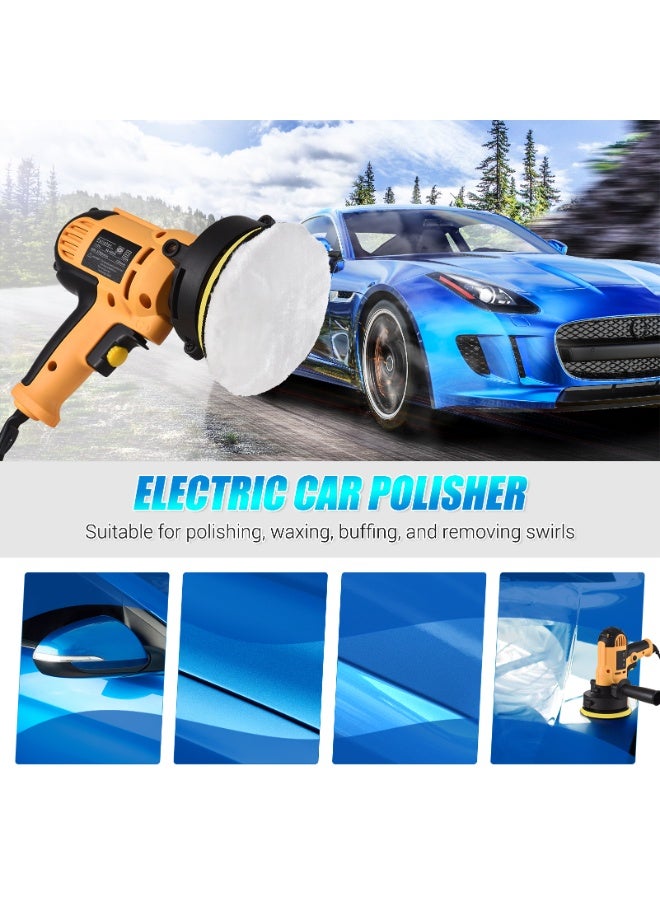 KADRAMA Car Polisher Machine - 5-Inch Electric Car Polisher Kit, 600W Adjustable Speed Car Waxing Machine, Auto Car Rotary Buffer, Car Waxer, Portable Auto Polishing Kit with Auxiliary Handle, Sponge Pads, Wool Bonnet Pads Rotary Tool for Auto Sanding Polishing - Image 2