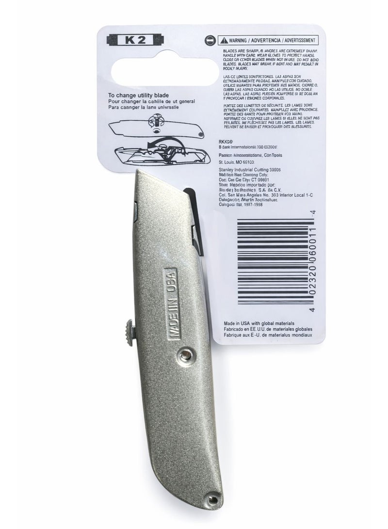 K2 Classic99 Retractable Utility Knife Made in USA + 10 FREE Blades – Heavy Duty Metal Cutter - Image 2