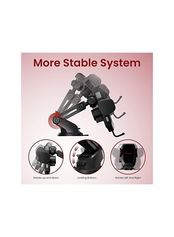 Moxedo 15W Wireless Phone Holder with Car Charger Qi Auto Sensor Windshield/Dashboard/Air Vent Compatible for iPhone 13 12 11 Pro, XR, XS, XS Max, Galaxy S20 Note 20 Ultra & All Smartphones - Image 3