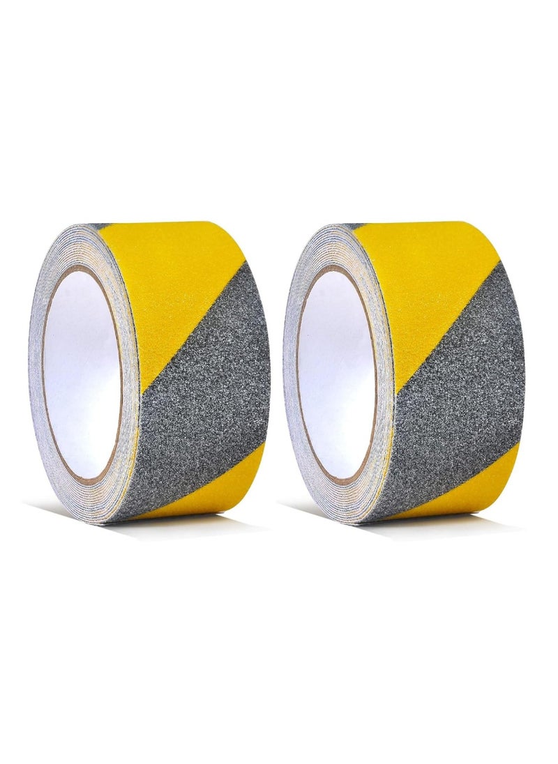 Generic - Non Slip Safety Grip Tape for Stairs Steps Non Skid Tread High Traction Friction/Strong Grip Abrasive Adhesive Hazard Caution Tape 2 Pieces 5MMX5M - Image 1