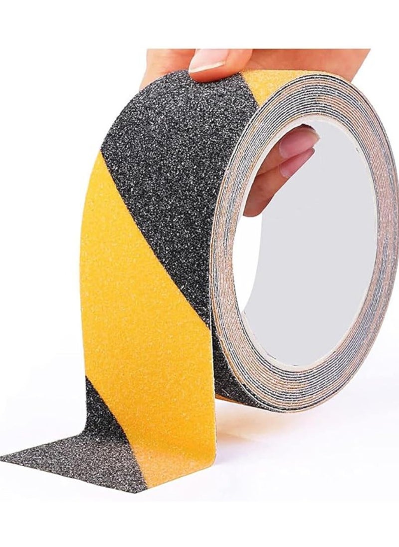 Generic - Non Slip Safety Grip Tape for Stairs Steps Non Skid Tread High Traction Friction/Strong Grip Abrasive Adhesive Hazard Caution Tape 2 Pieces 5MMX5M - Image 1