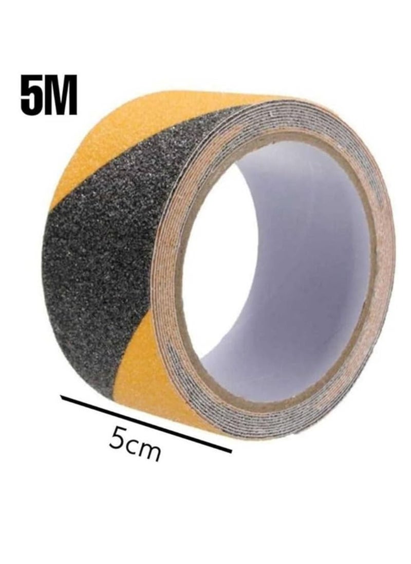 Generic - Non Slip Safety Grip Tape for Stairs Steps Non Skid Tread High Traction Friction/Strong Grip Abrasive Adhesive Hazard Caution Tape 2 Pieces 5MMX5M - Image 1
