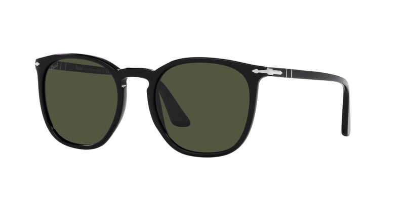 Persol PO3316S Rectangular Sunglasses, Black/Green, 52 mm - Image 2