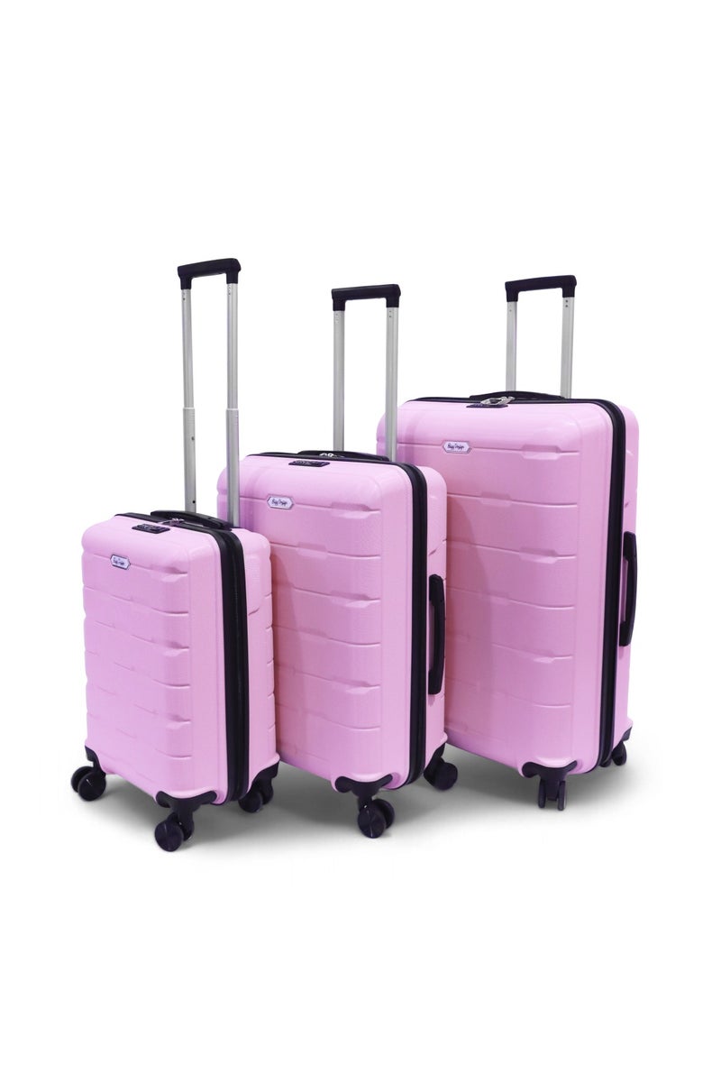 بيج ديزاين طقم حقائب سفر مكوّن من 3 قطع، مقاسات 20 بوصة و24 بوصة و28 بوصة، مزوّد بقفل TSA، مصنوع من هيكل ABS خفيف الوزن، حقيبة ترولي صلبة، عجلات دوّارة 360°، مناسب لكابينة الطائرة والحقائب المحمولة – صنع في تركيا - Image 2