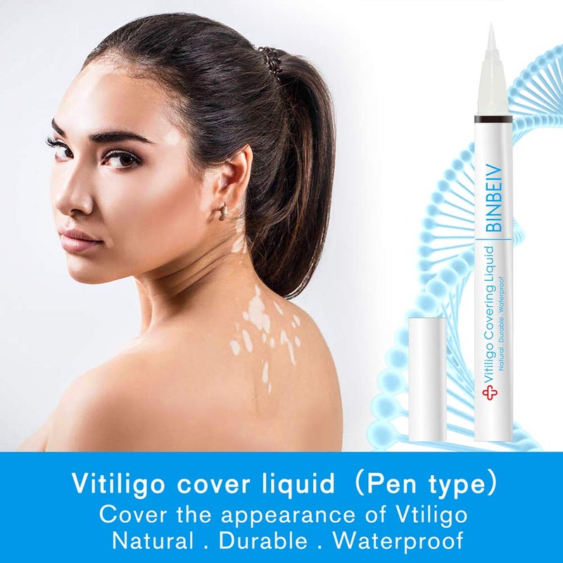 BINBEIV Vitiligo Cosmetic Camouflage Liqui, Cover appearance of Skin Depigmentation, Natural-Durable-Waterproof, Makeup Cover Waterproof, Used on face, hands and body - Image 2
