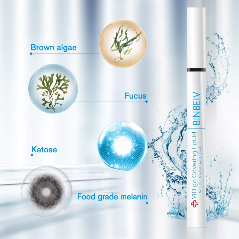 BINBEIV Vitiligo Cosmetic Camouflage Liqui, Cover appearance of Skin Depigmentation, Natural-Durable-Waterproof, Makeup Cover Waterproof, Used on face, hands and body - Image 4