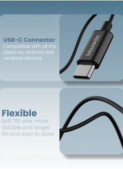 Moxedo Moxedo Mono Stereo Earphone USB Type-C Connector Earphone with In-Line Remote, Built-in Microphone for iPhone 15, Samsung Galaxy S24 Ultra/S21 Ultra/S20 FE Note 20/10, iPad Pro 2018/Mac Book (Black)  - Image 3