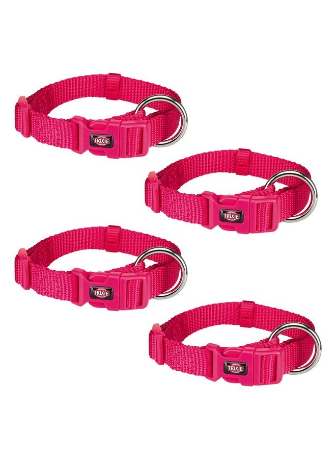 تريكسي حزام طوق للكلاب عالي الجودة، تصميم أنيق، شريط شبكي قابل للتعديل، تخفيف الضغط، مع موصل مقود، طوق رقبة للكلاب، 30-45 سم (صغير، فوشيا) - عبوة من 4 قطع - Image 1