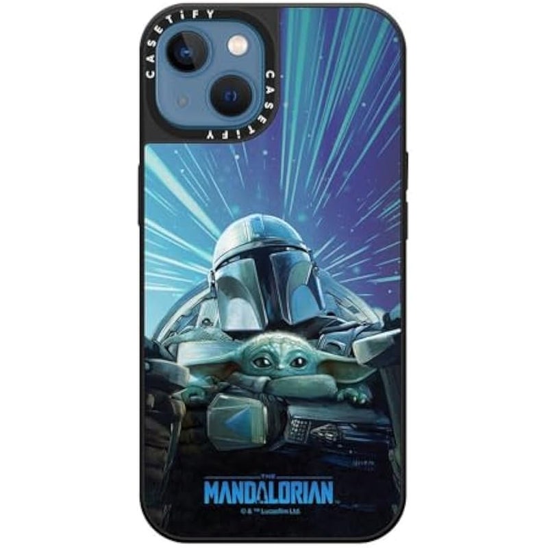 Casetify Mirror iPhone 13 Case 【Mandalorian Co-Lab / 4.9ft Drop Protection/Compatible with Magsafe】 - You Ready for an Adventure - Silver on Black - Image 5