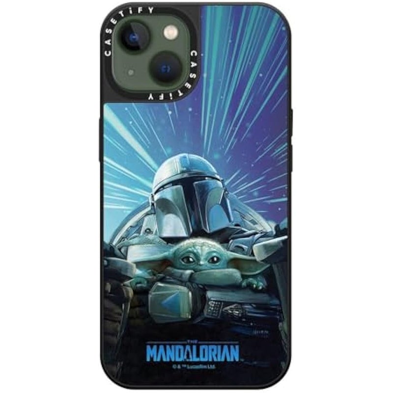 Casetify Mirror iPhone 13 Case 【Mandalorian Co-Lab / 4.9ft Drop Protection/Compatible with Magsafe】 - You Ready for an Adventure - Silver on Black - Image 3