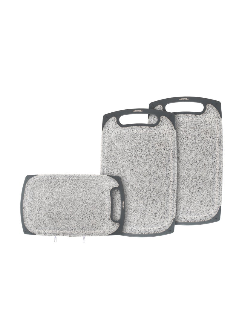 Hic Kitchen Cutting Boards Set 3 Pieces Granit Color With Slicon Hand  - Image 1