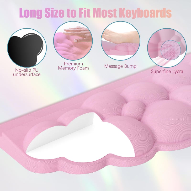 Lomil Wrist Rest with Keyboard Stand, Ergonomic Computer Wrist Support Pad, Cloud Keyboard Riser Holder with Wrist Pad, Memory Foam Desk Cushion, Palm Hand Typing for Office Home School-Pink - Image 5