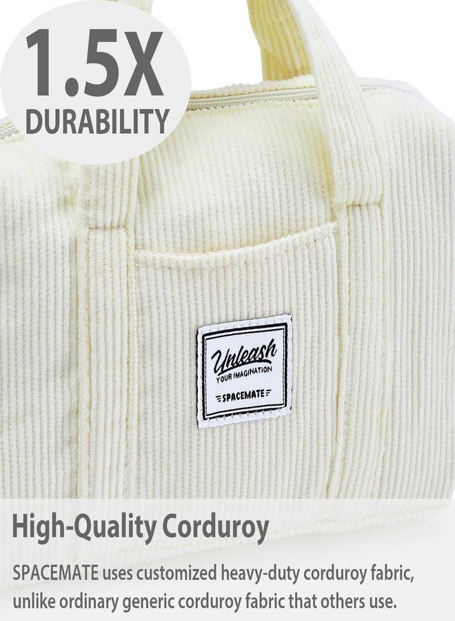 SPACEMATE Pencil Case Pouch Box Bag School Supplies Girls Boys Kids, Cute Preppy Stuff Large Big Capacity Aesthetic Pen Organizer, Back to College Stationary, Beige, Corduroy Style, 1800ml - Image 3