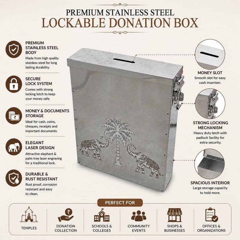 GinoSet Coin Box/Piggy Bank/Gullak/Donation Box/Suggestion Box/Antique Coin Bank Box - Image 3