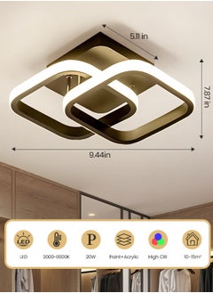 YATAI LIGHTING Modern Dimmable LED Ceiling Light, Modern Flush Mount Fixture with Adjustable Light, Three Color Dimming for Bedroom, Living Room, and Dining Room, Black  - Image 3
